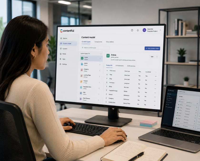Developer reviewing a Contentful content model image