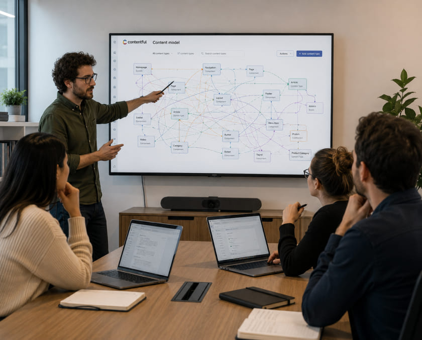 Developer explaining a complex content model image